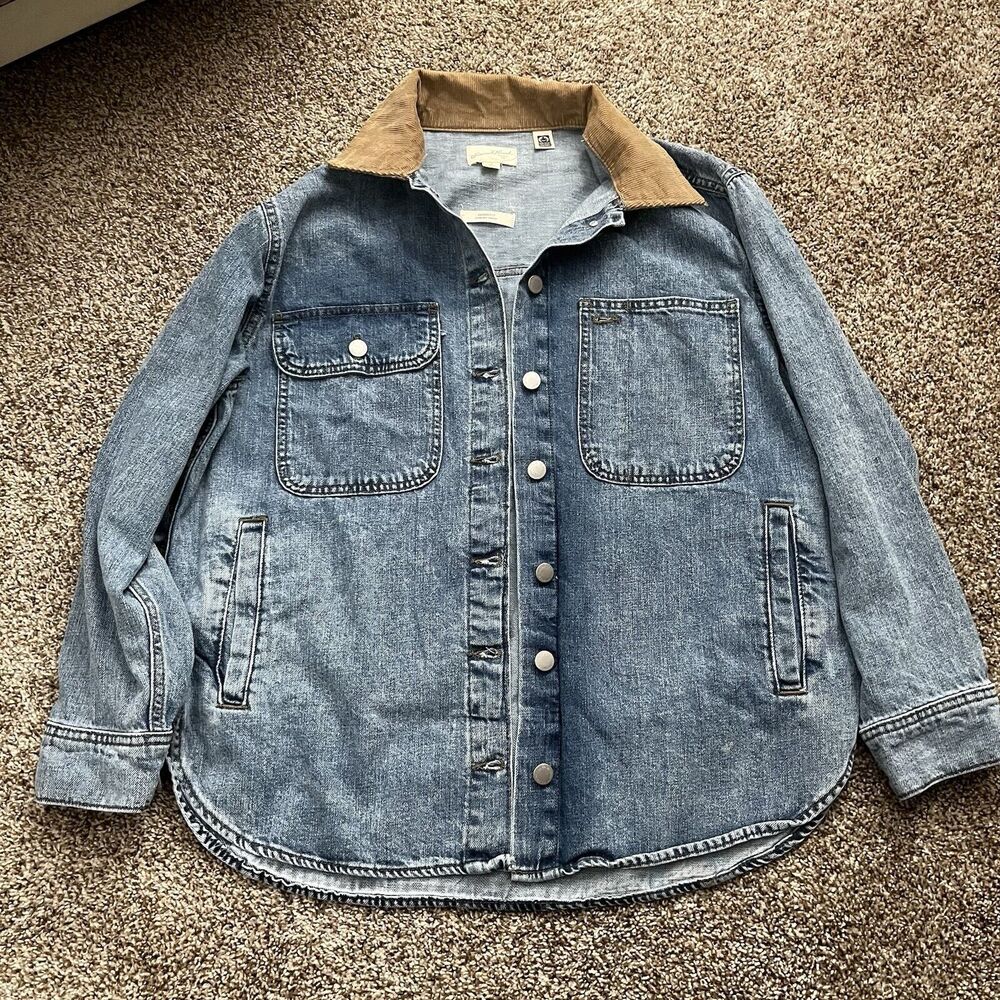 Universal Thread Women’s Denim Jean Jacket Faded Corduroy Collar Size Medium